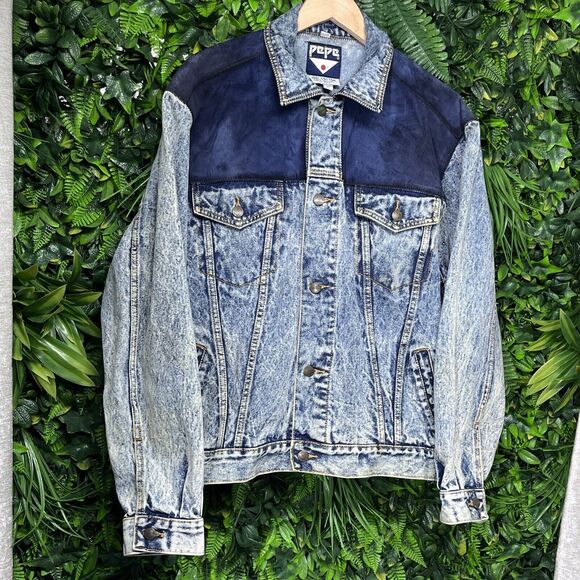 VTG PEPE JEANS LONDON Jacket Men L Blue Acid Wash Denim Trucker Hong Kong 2172 - Picture 3 of 16